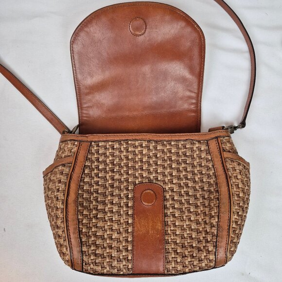 Brooks Brothers Natural Straw Weave with Leather Trim Crossbody - Picture 11 of 16